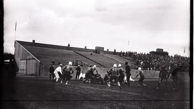 Historical public-domain BYU football game photo, used as editorial imagery for a BYU football history article.