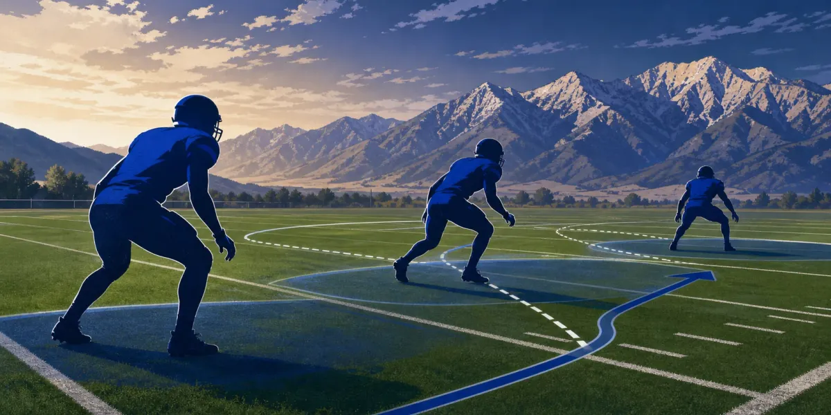 Original editorial illustration of three anonymous cornerbacks spaced across a football field.