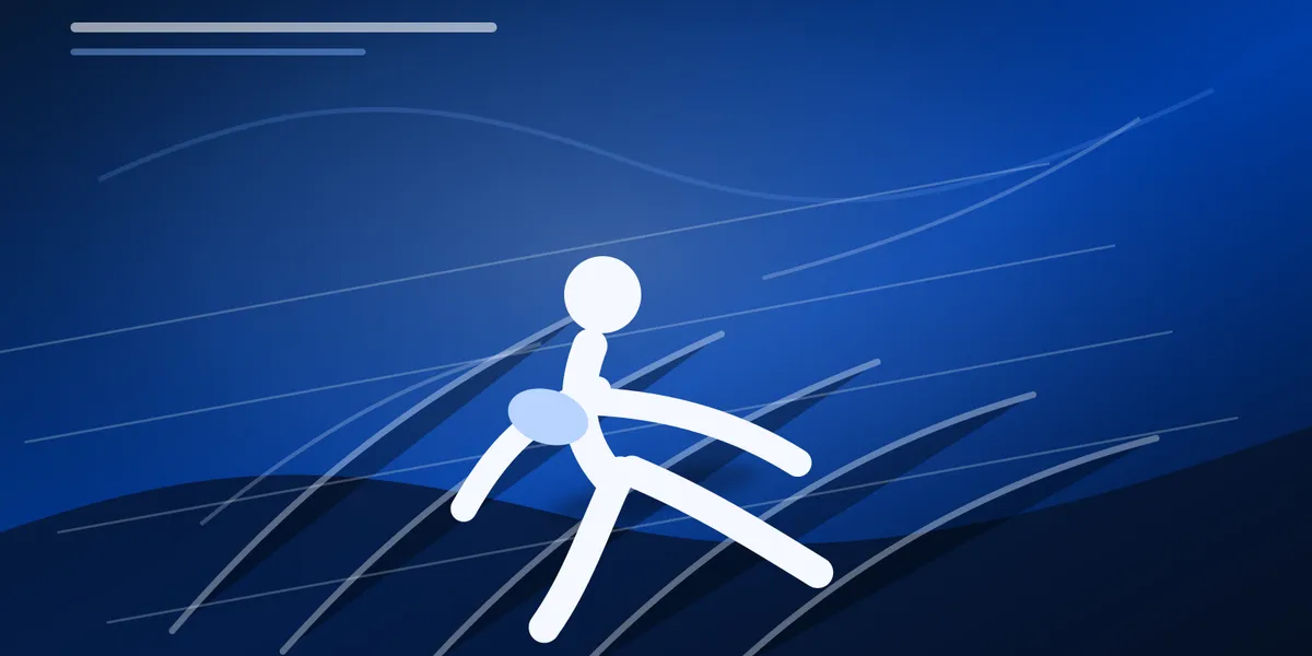 Abstract navy football field with a running back cutting through layered rushing lanes, created for BYU Sport Nuts.